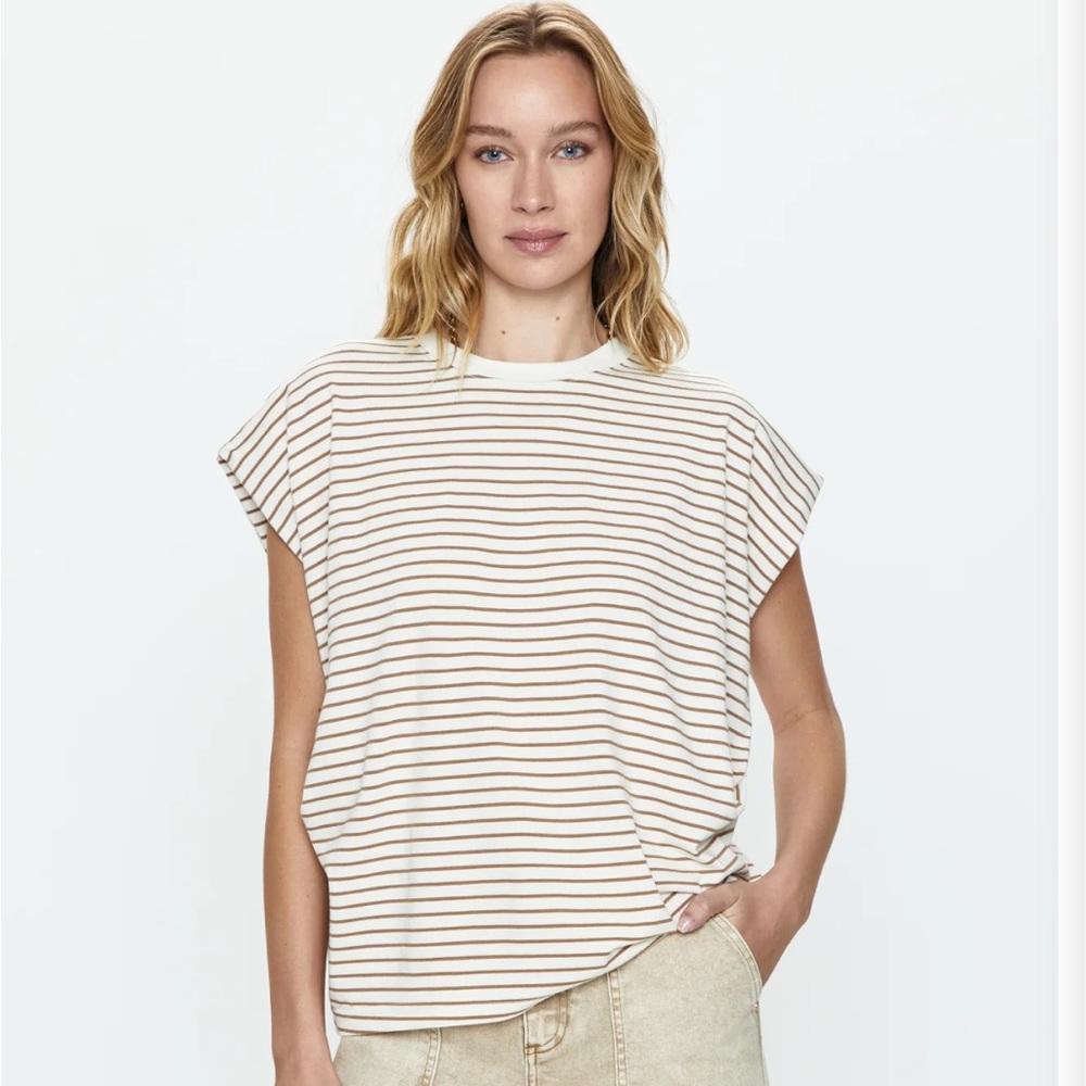 Pistola Striped Women's Top - Cream and Brown